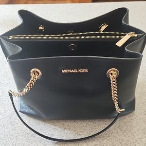 Michael Kors Black Shoulder Bag with Gold Accents
